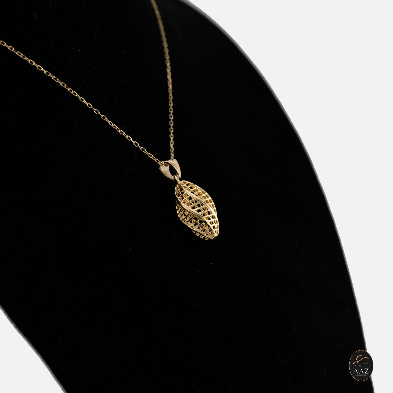 Oval 18k Gold Plated Silver Necklace from a left angle