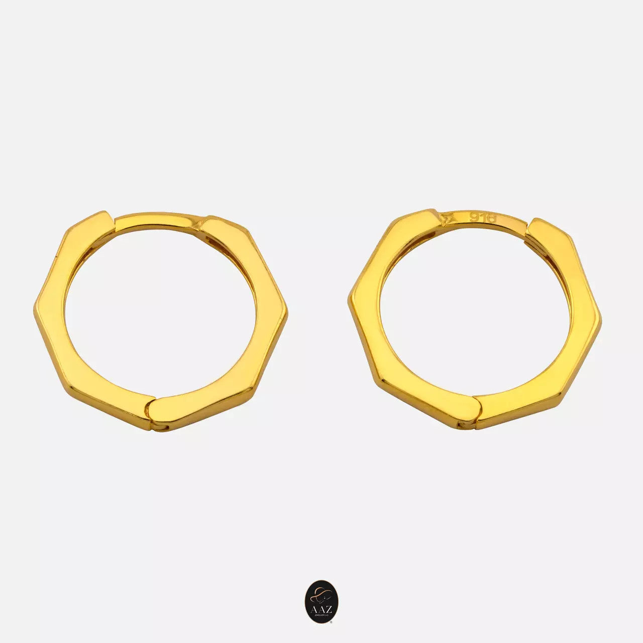 Hex 22K Gold Hoop Earrings