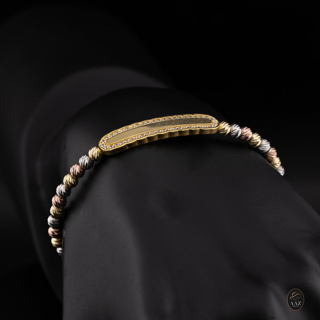 Plain Tri-Colour 18k Gold Plated Silver Bangle