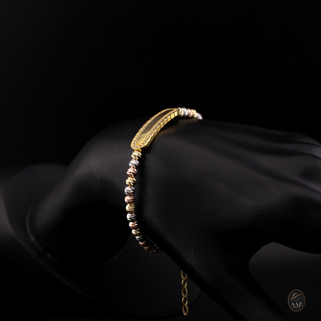 Plain Tri-Colour 18k Gold Plated Silver Bangle