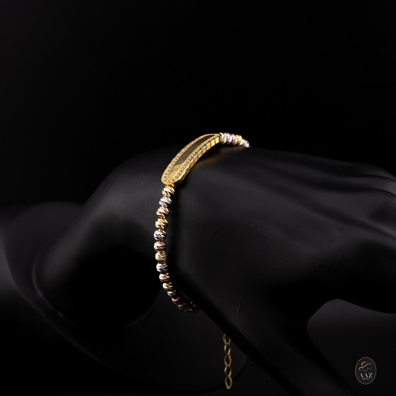 Plain Tri-Colour 18k Gold Plated Silver Bangle
