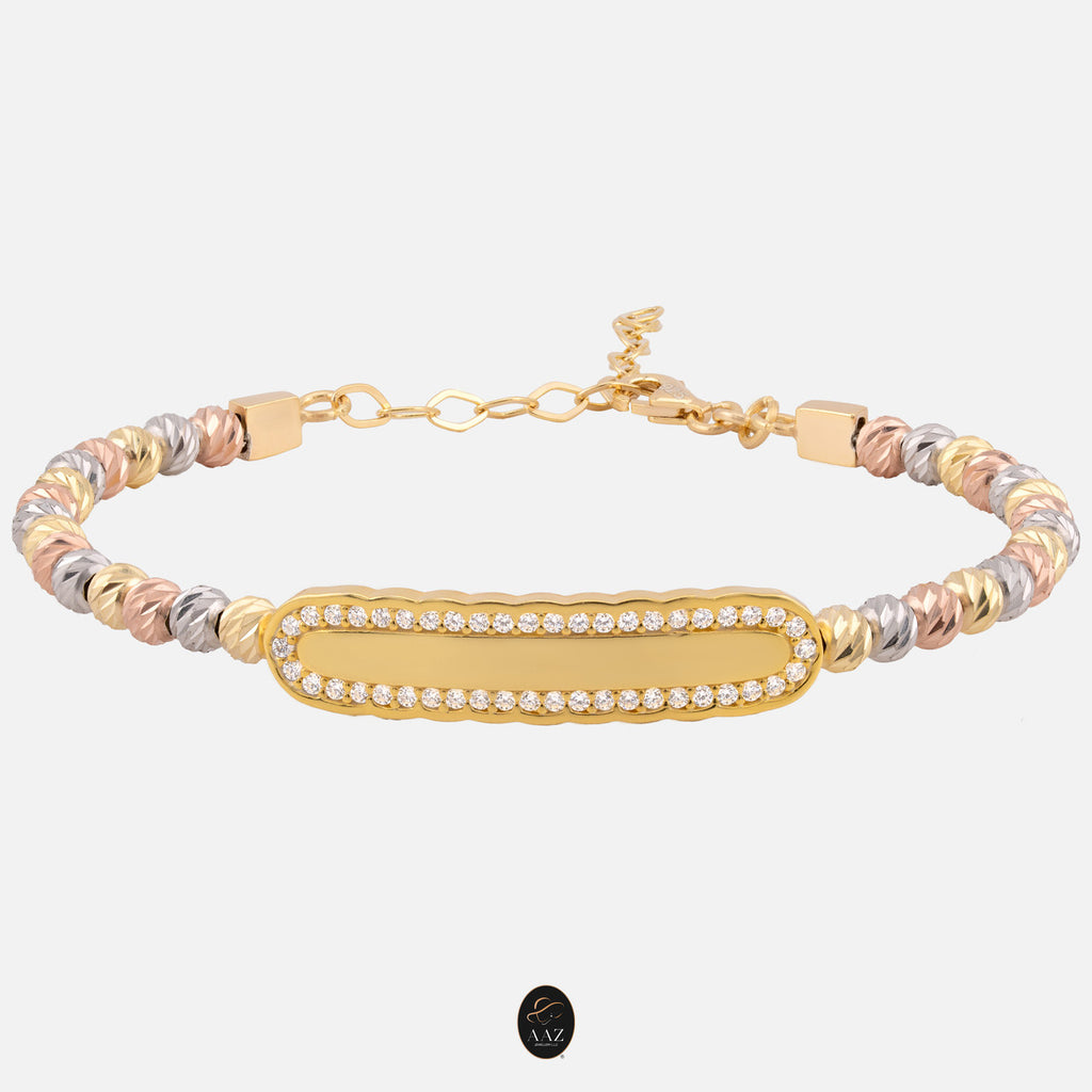 Plain Tri-Colour 18k Gold Plated Silver Bangle