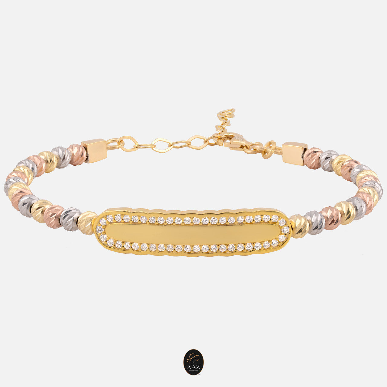 Plain Tri-Colour 18k Gold Plated Silver Bangle