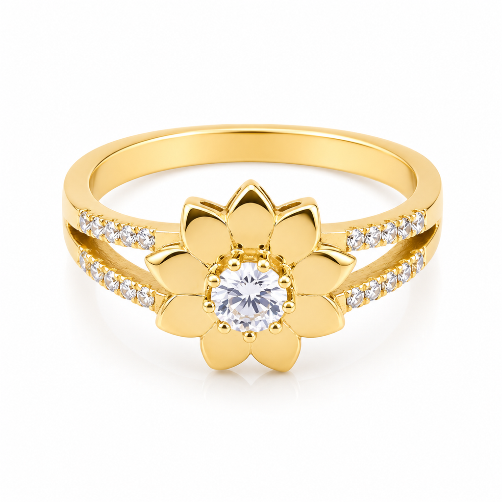 Elegant Flower 18K Gold Ring