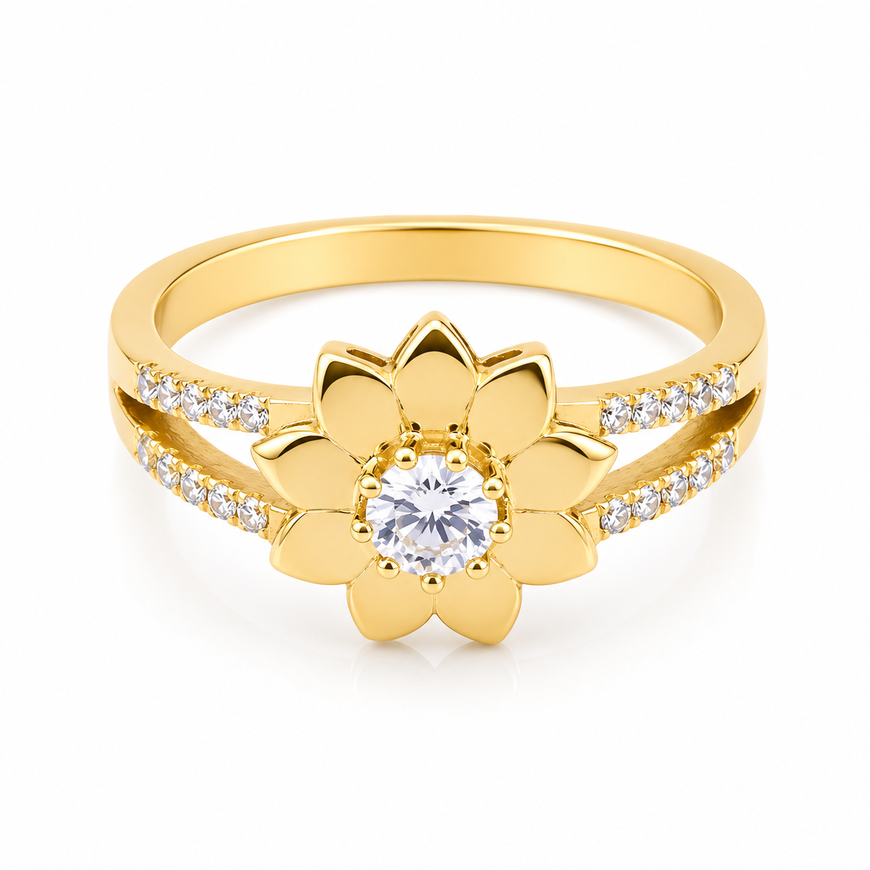 Elegant Flower 18K Gold Ring