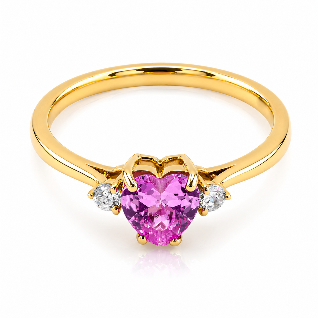 Pink Heart 18K Gold Ring
