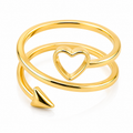 Swirl Heart & Arrow 18K Gold Ring