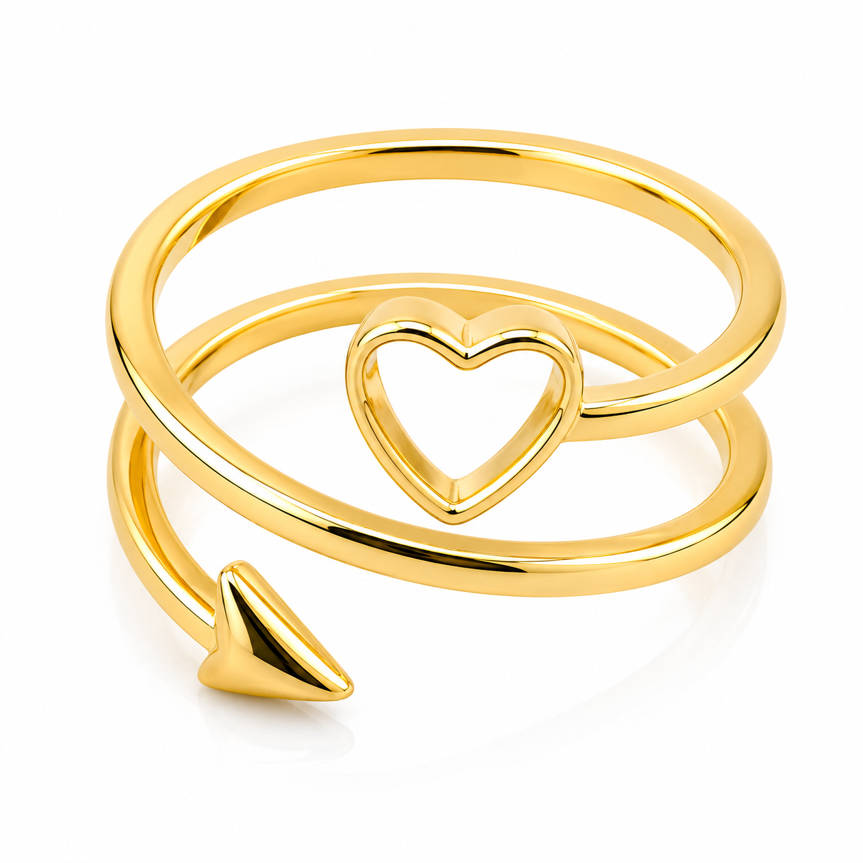 Swirl Heart & Arrow 18K Gold Ring