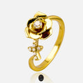 Rose With Natural Diamonds 18K Gold Ring