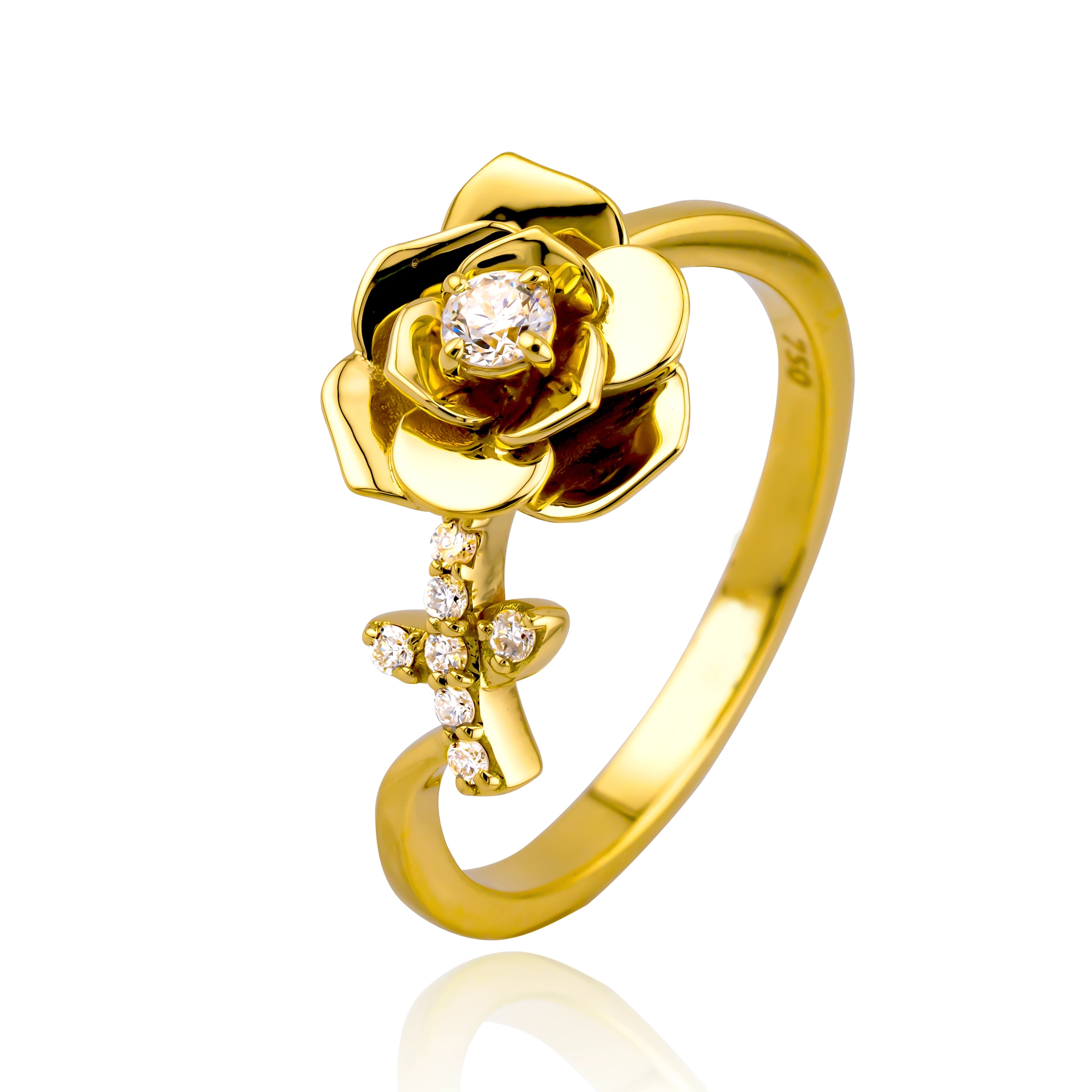 Rose Natural Diamond 18K Gold Ring – 0.17 Carat Nature-Inspired Design