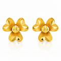 Flower 22K Gold Stud Earrings – Petal Carved Nature Design