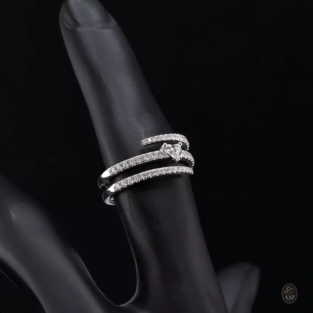 Heart Shaped Natural Diamond 18K Gold Ring