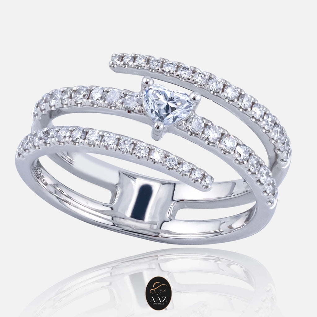 Heart Shaped Natural Diamond 18K Gold Ring