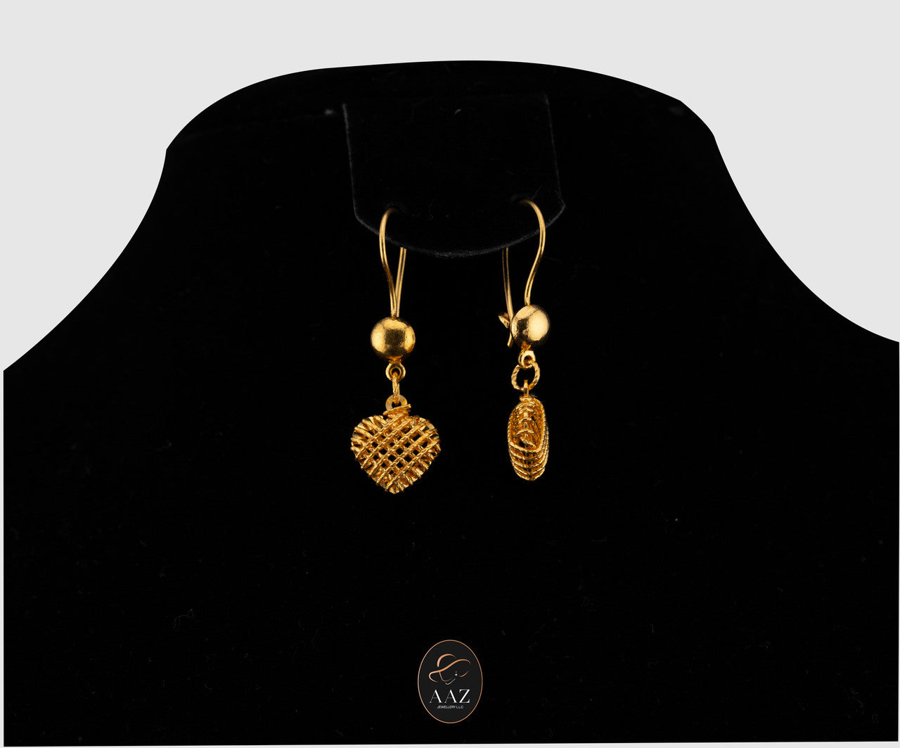 Heart Shape 21K Gold Earrings