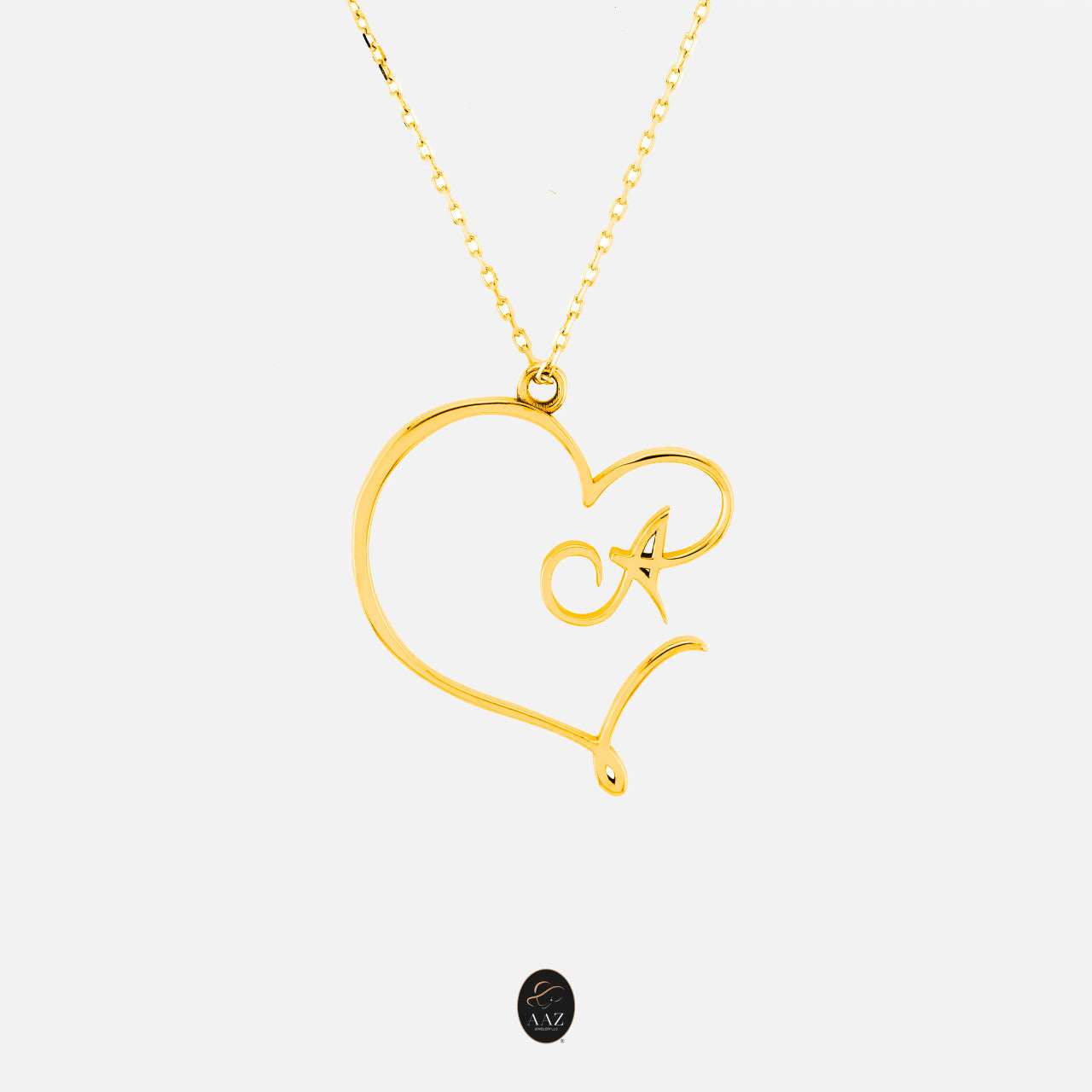 Heart Initial 18K Gold Necklace