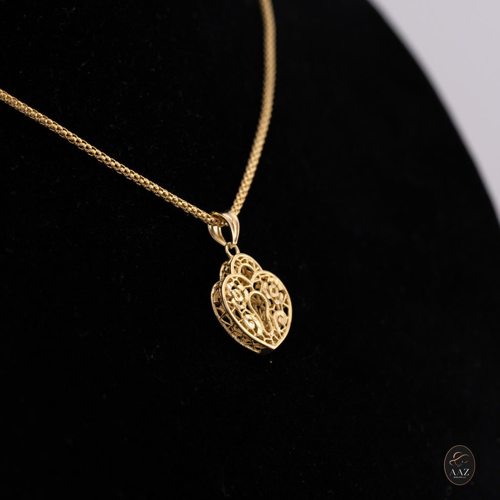 Heart Lock 18k Gold Plated Silver Necklace from a left angle