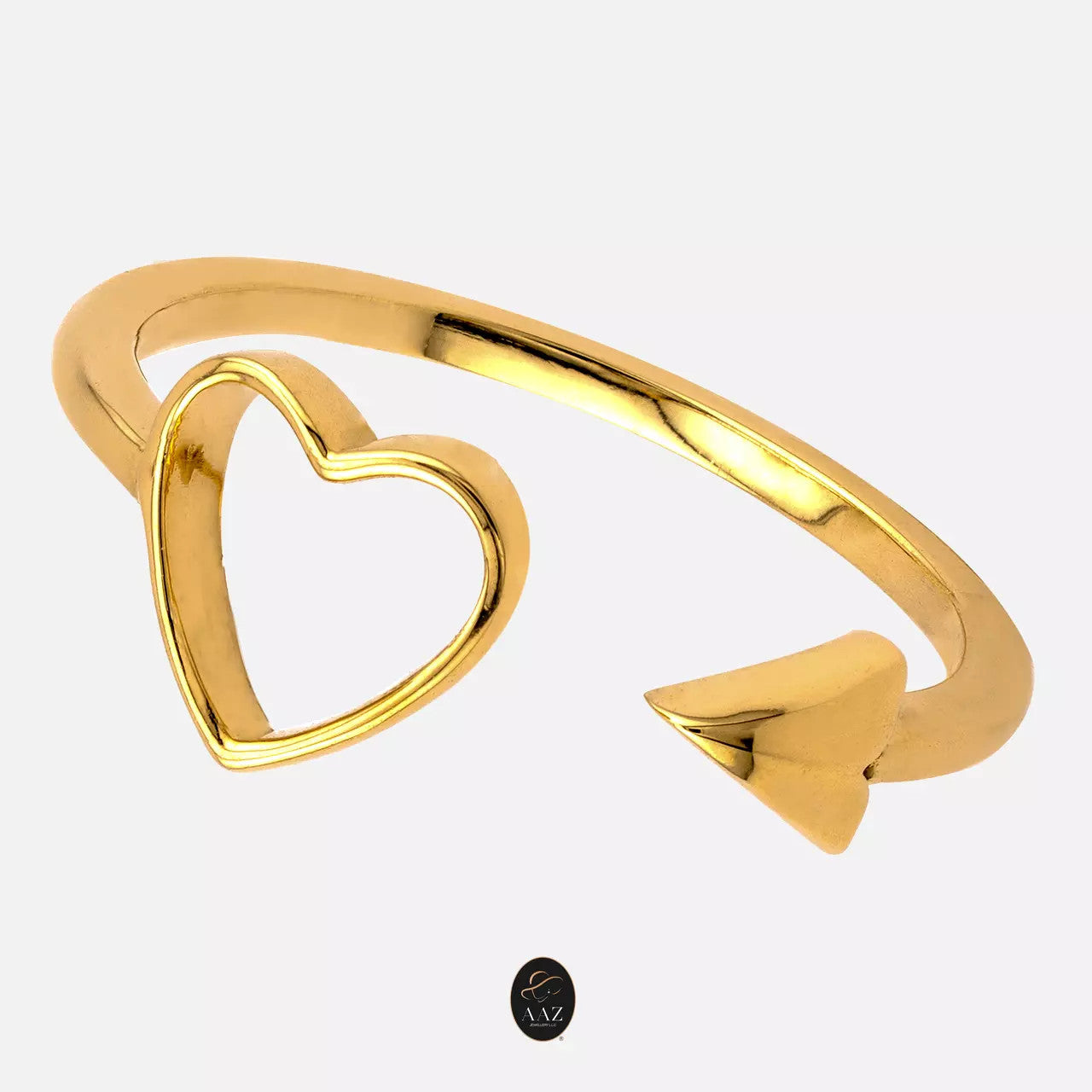 Heart arrow 18k gold ring