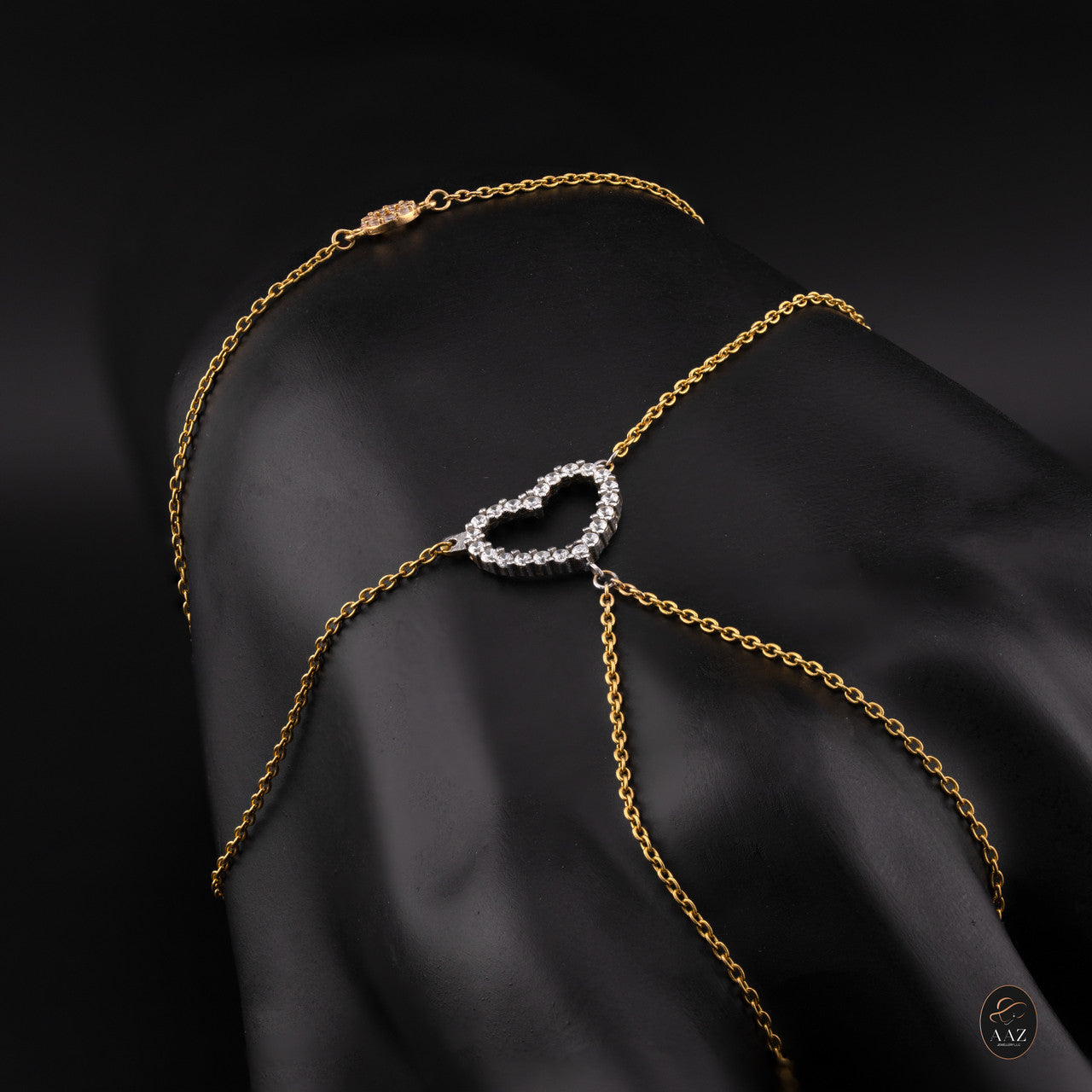 Heart 22K Hand Chain Bracelet