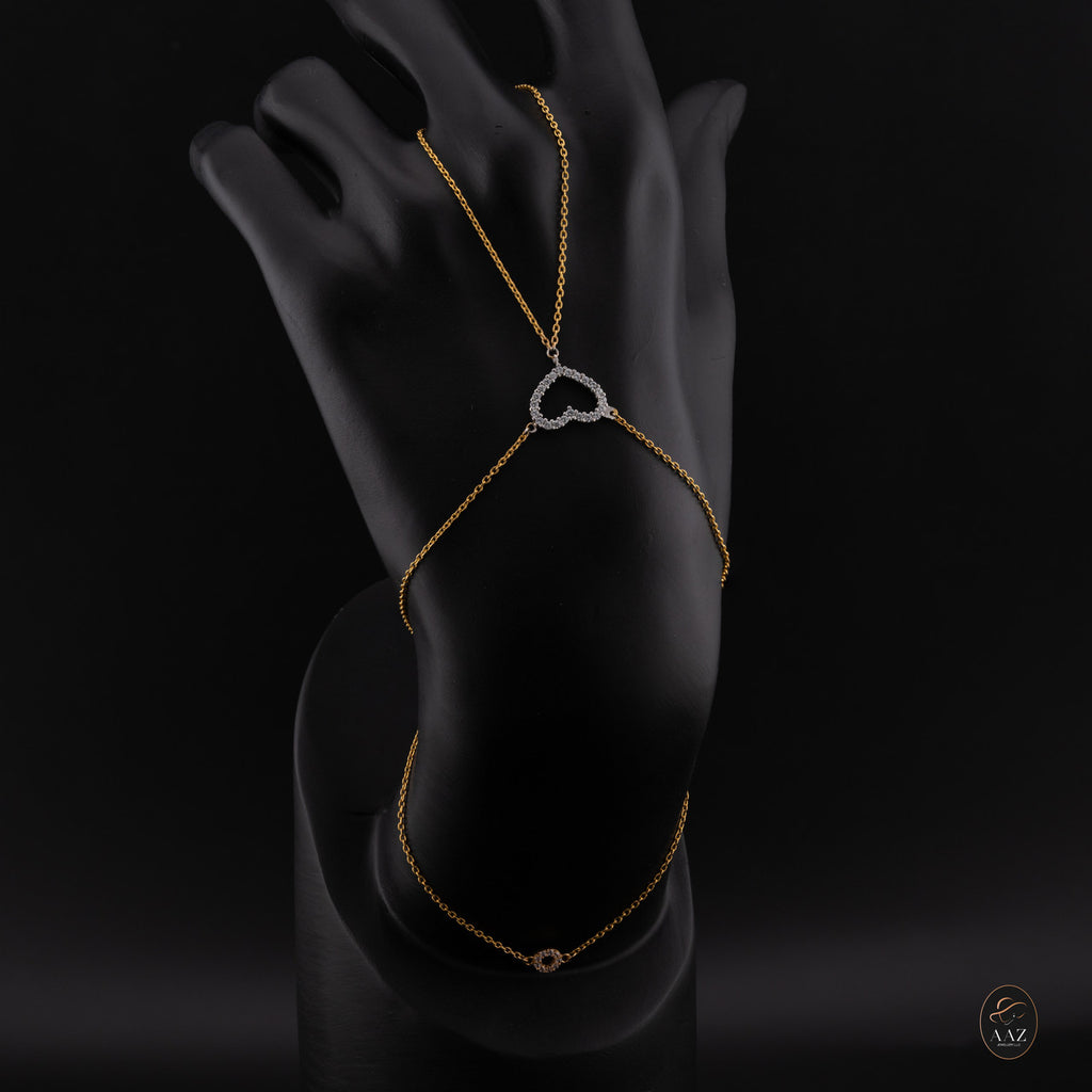 Heart 22K Hand Chain Bracelet