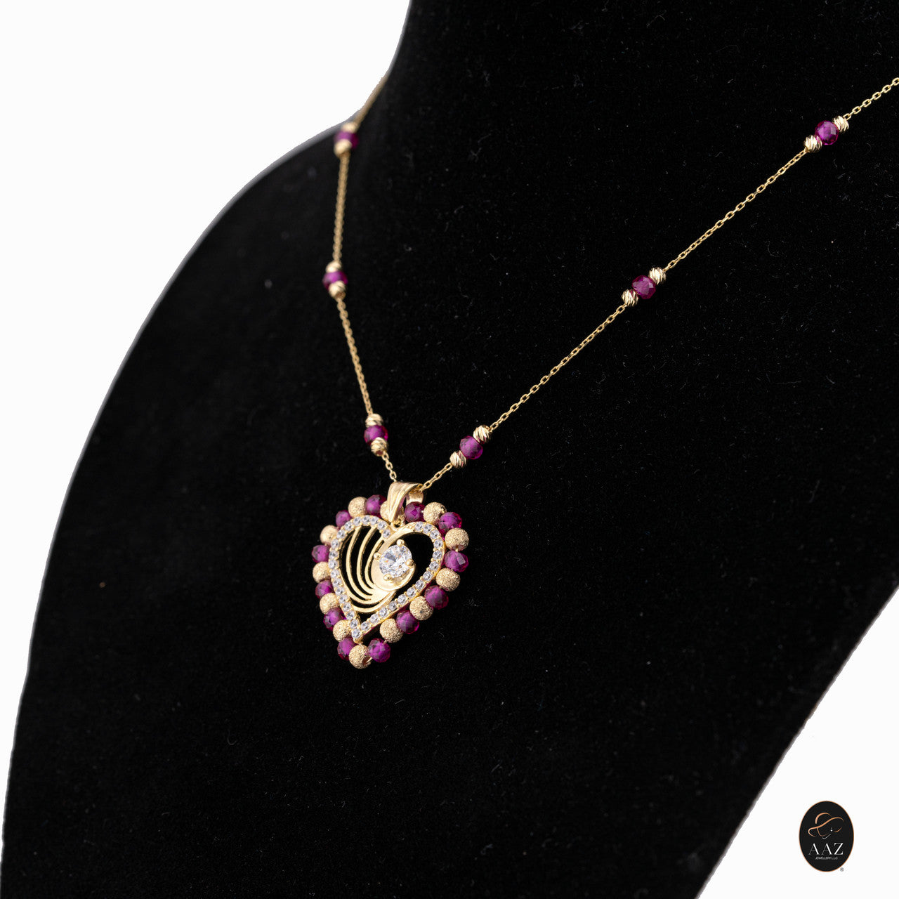 Wave Heart 18k Gold Plated Silver Necklace from a right angle