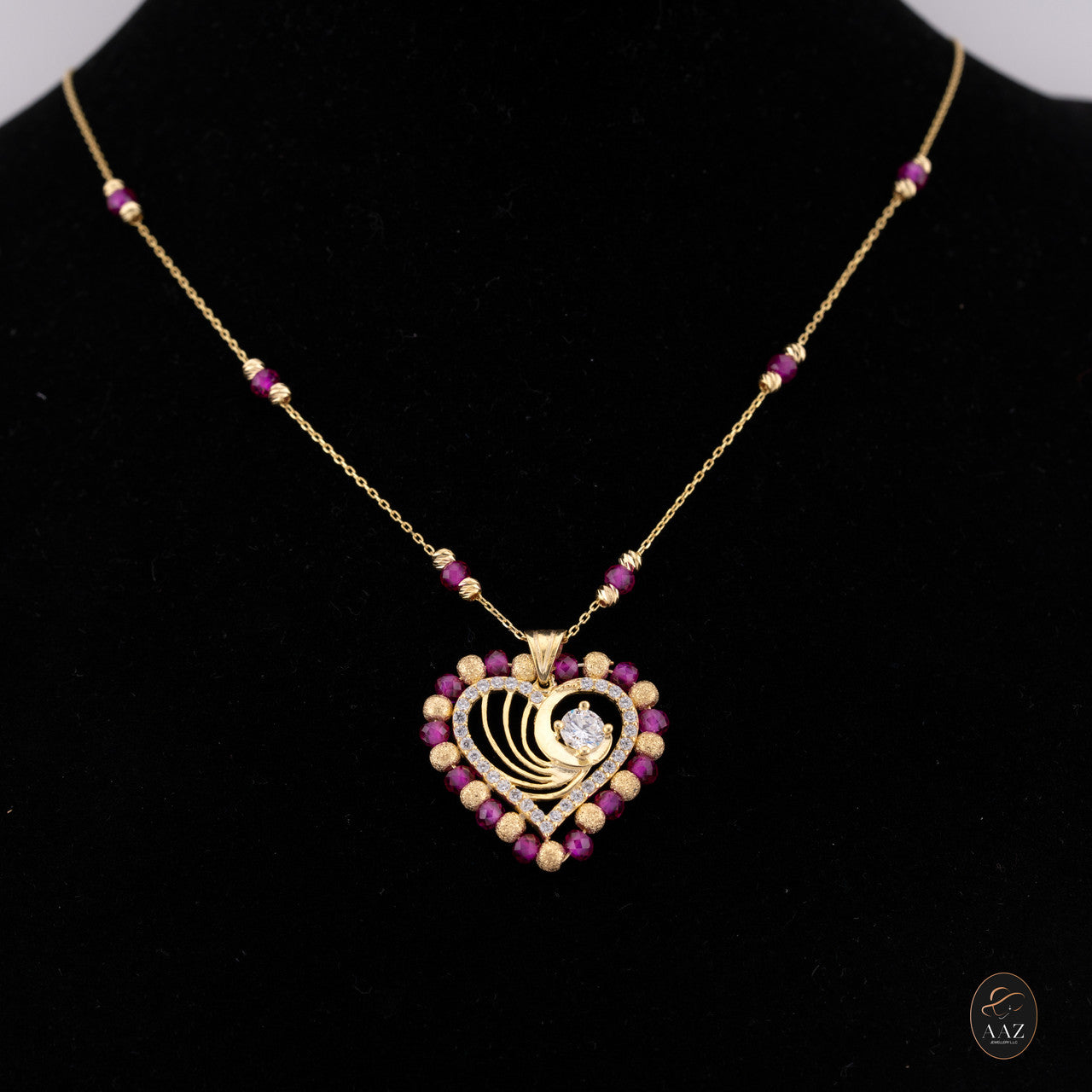 Wave Heart 18k Gold Plated Silver Necklace on a model
