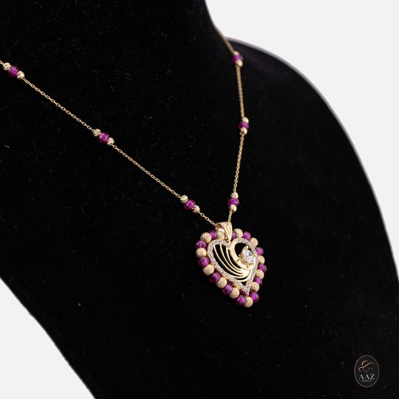 Wave Heart 18k Gold Plated Silver Necklace from a left angle