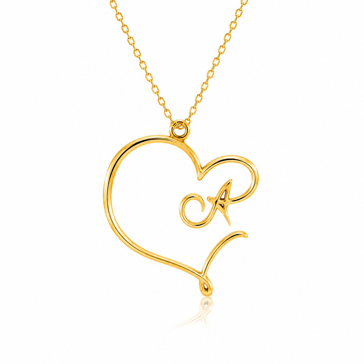 Heart Initial 18K Gold Necklace
