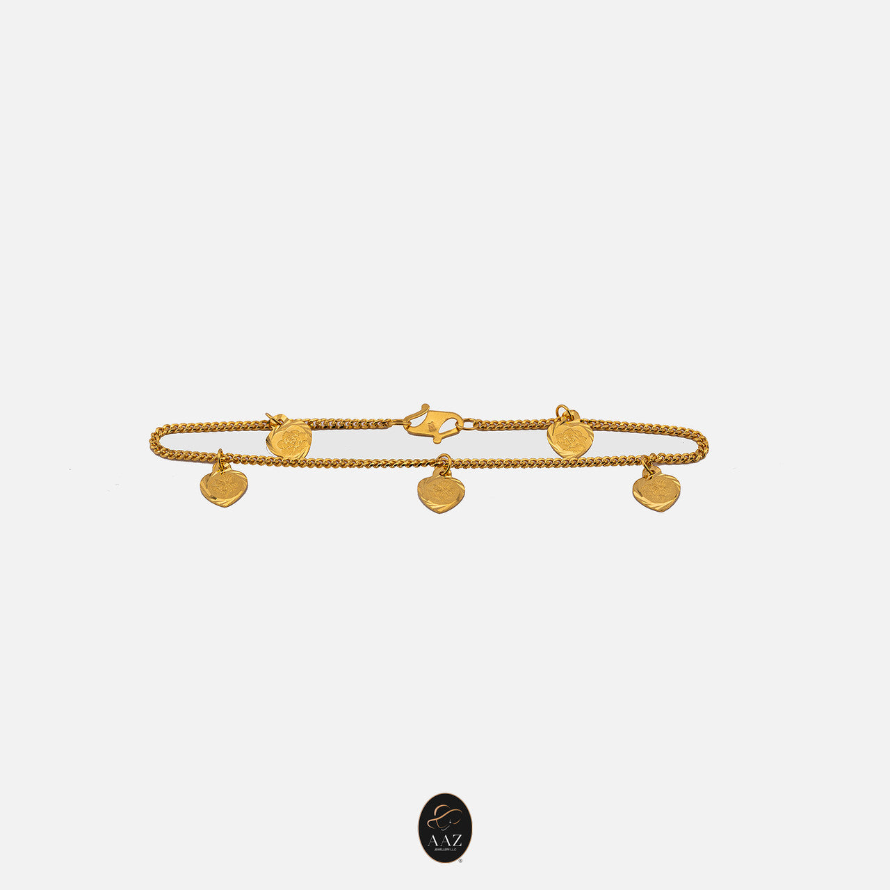 Engraved Flowers 21K Gold Bracelet