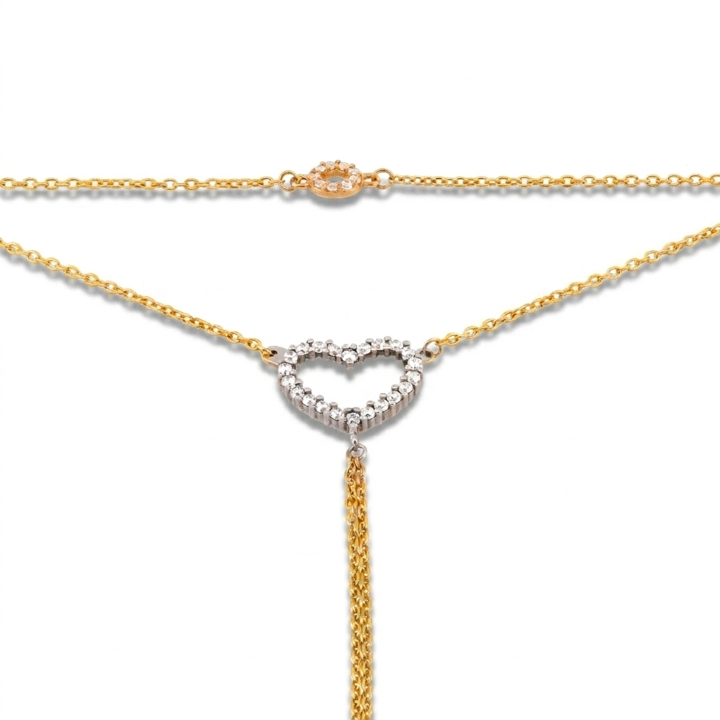 Heart 22K Pure Gold Hand Chain Bracelet