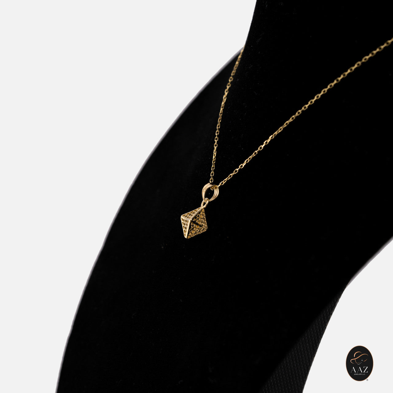 Hive 18k Gold Plated Silver Necklace from a right angle