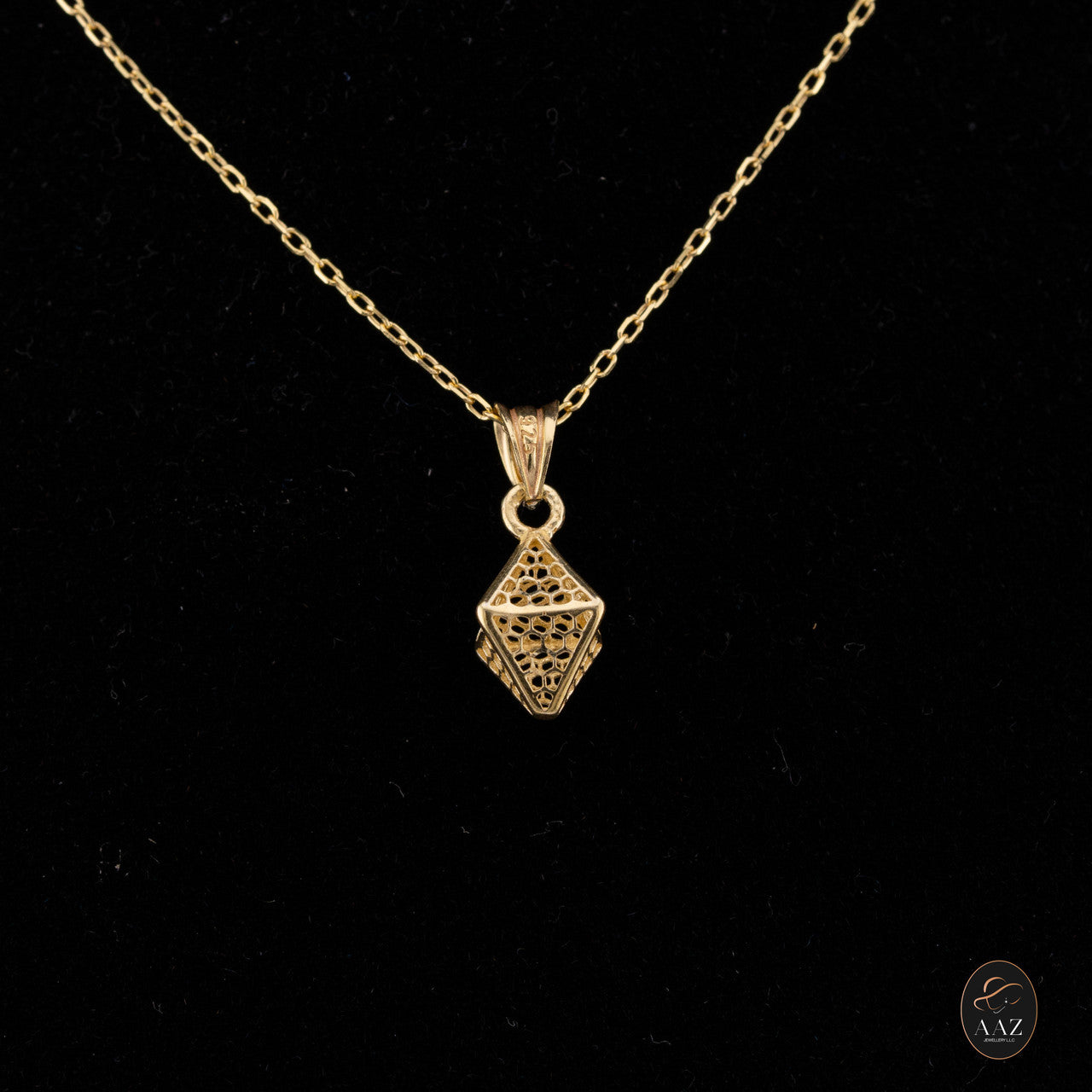 Hive 18k Gold Plated Silver Necklace on a model