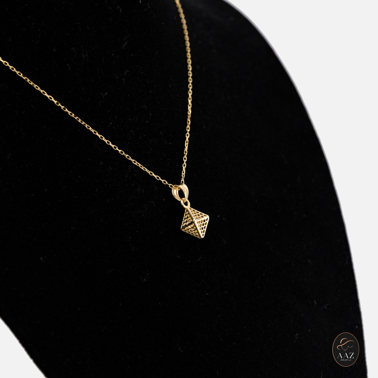 Hive 18k Gold Plated Silver Necklace from a left angle