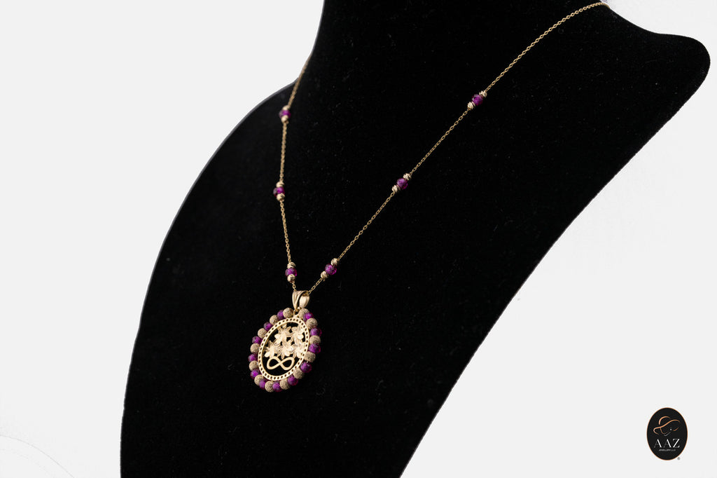 Red Infinity 18k Gold Plated Silver Necklace on a side angle