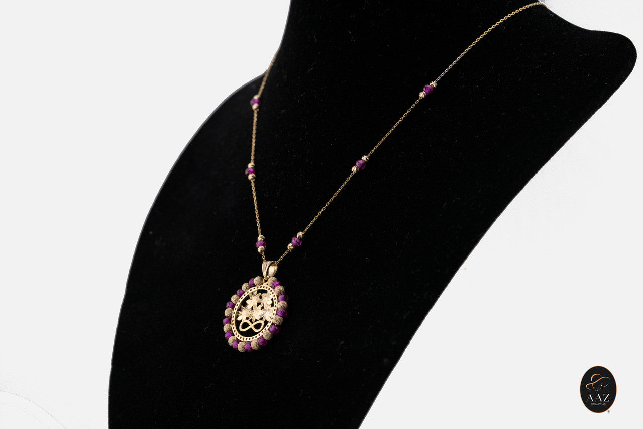 Red Infinity 18k Gold Plated Silver Necklace on a side angle