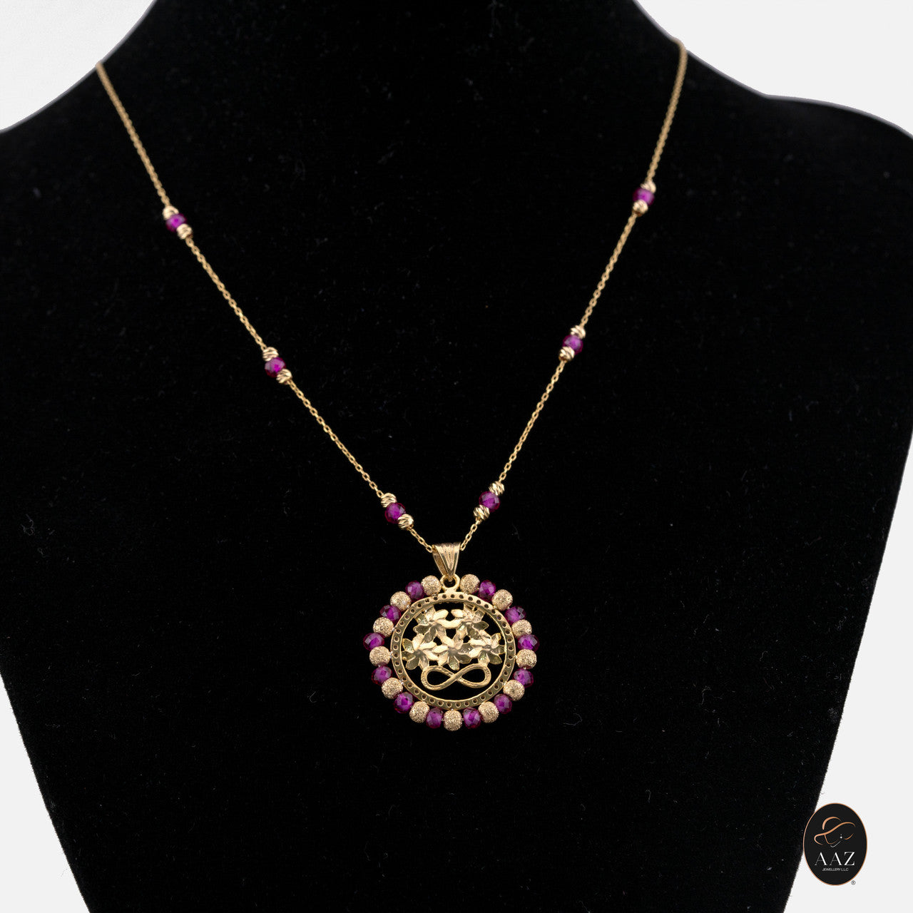 Red Infinity 18k Gold Plated Silver Necklace on a model