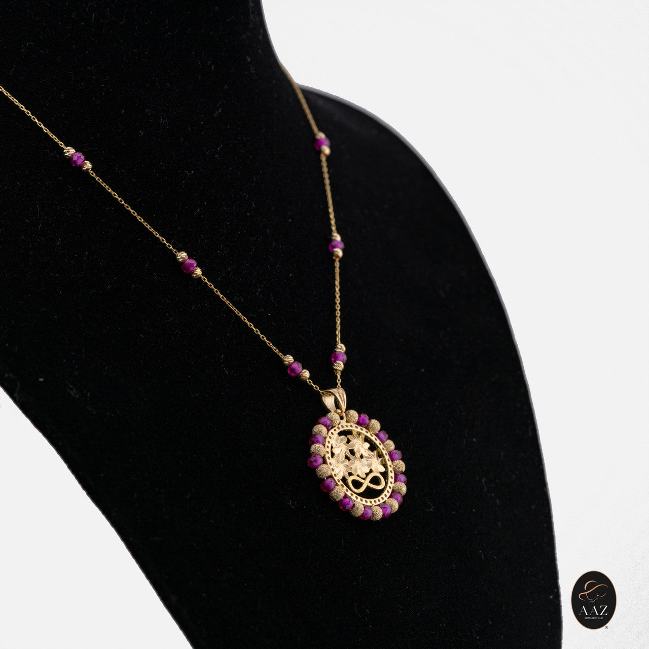 Red Infinity 18k Gold Plated Silver Necklace on a side angle