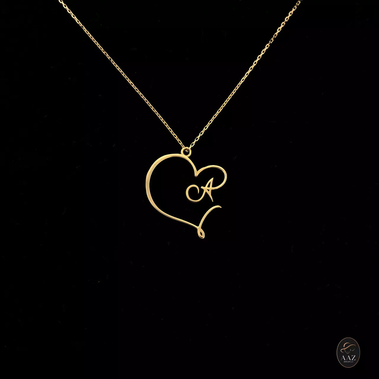 Heart Initial 18K Gold Necklace mid