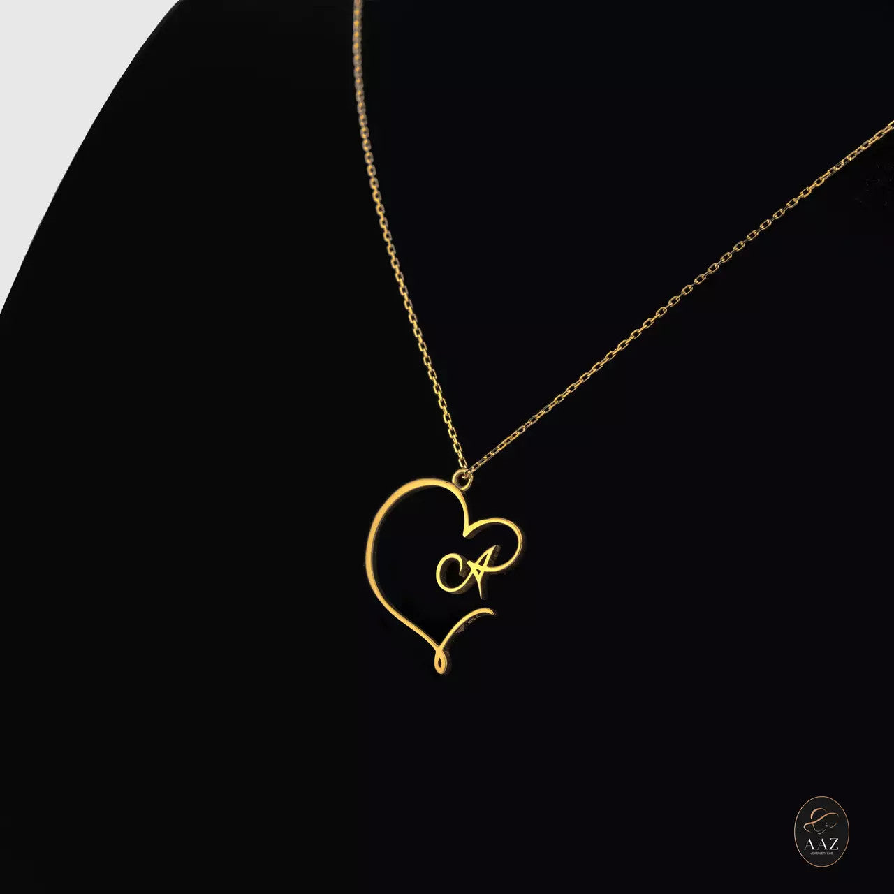 Heart Initial 18K Gold Necklace left