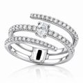 Oval Natural Diamond 18K Gold Tri-Band Ring – 0.63 Carat IGI Certified