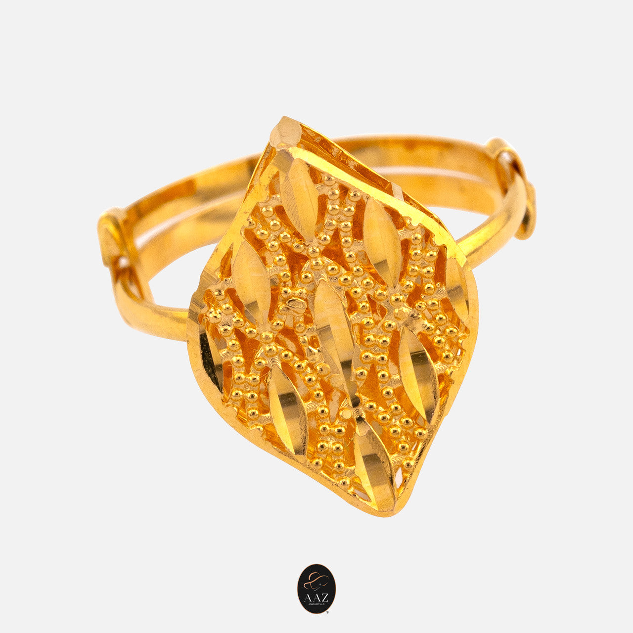 Leaf Filigree 21K Gold Ring