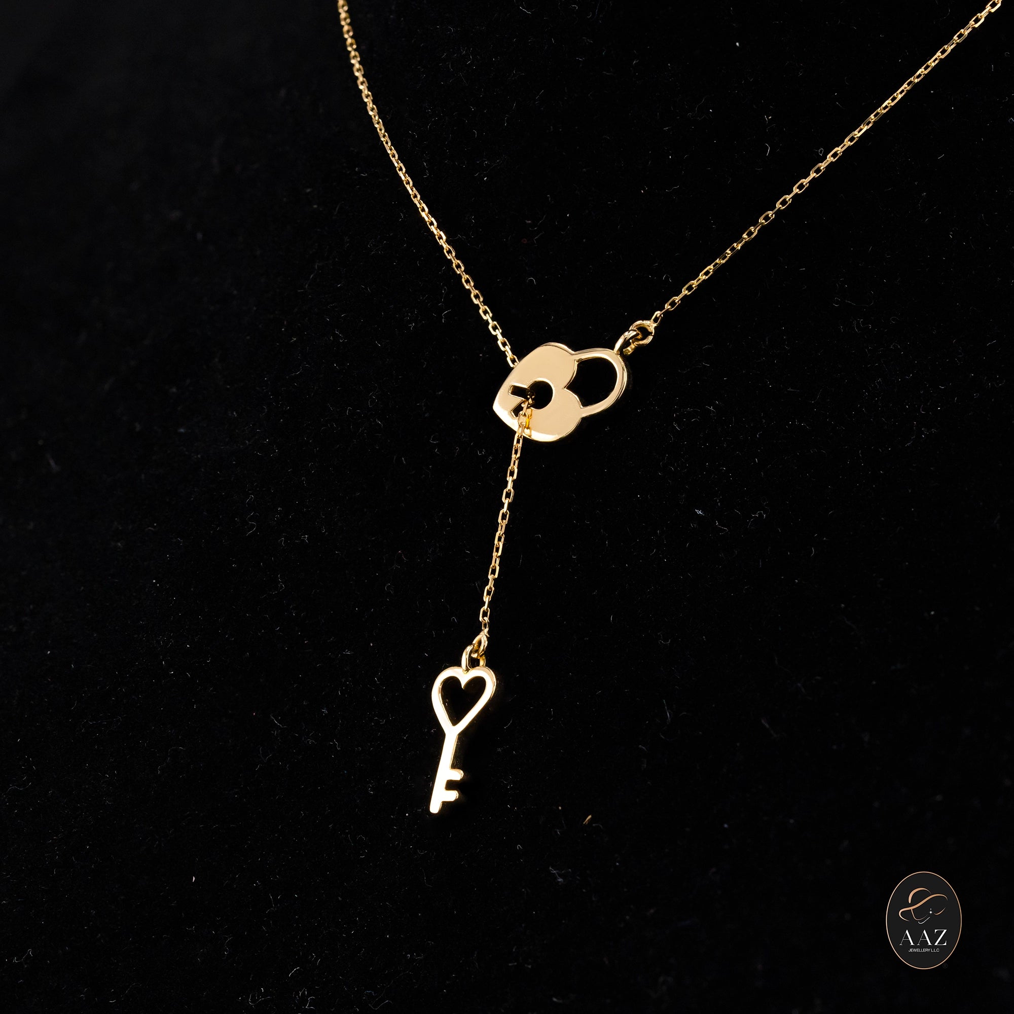 Lock & Key 18K Gold Necklace – left side view