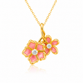 Pink Flowers 18K Gold Necklace
