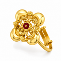 Red Flower 21K Adjustable Ring