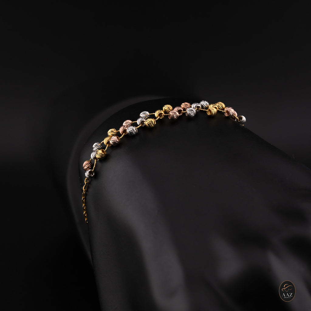 Tri-Colour Beads 22K Gold Bracelet
