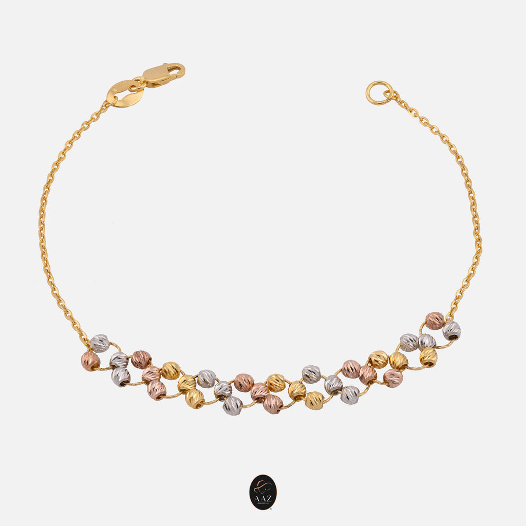Tri-Colour Beads 22K Gold Bracelet