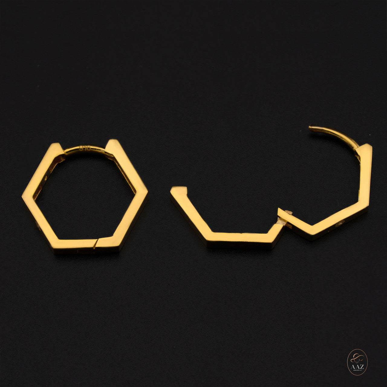 Radiant Hex 22K Gold Hoop Earrings