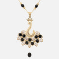 Black/White Queen Peacock 18k Gold Plated Silver Necklace
