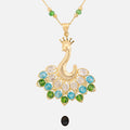 Blue/Green Queen Peacock 18k Gold Plated Silver Necklace