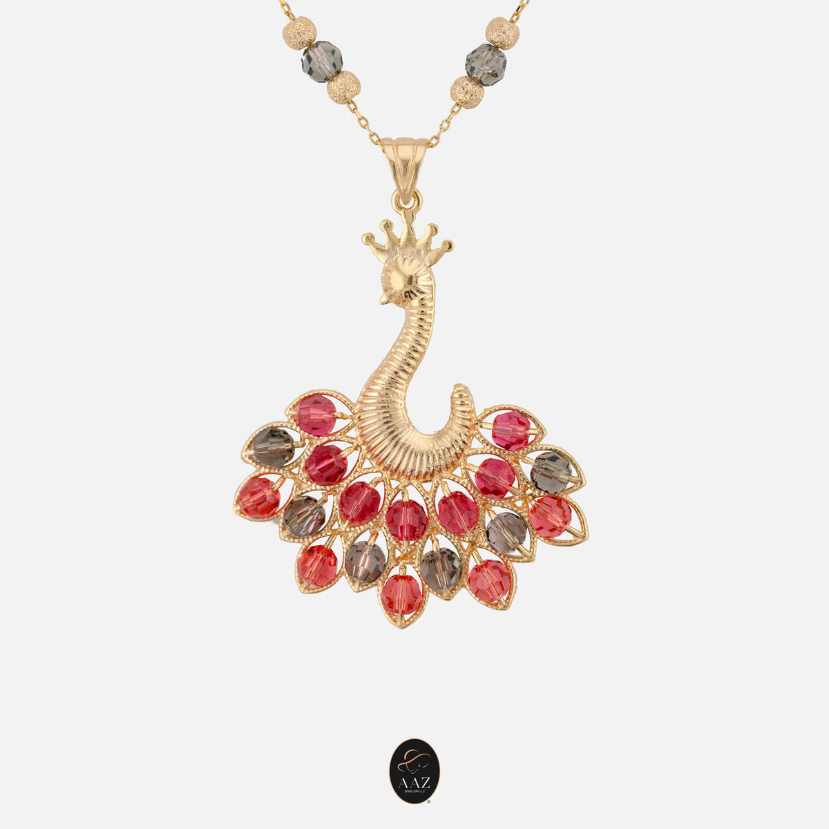 Queen Peacock necklace, Red/Black