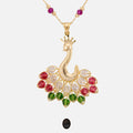 White/Red Queen Peacock 18k Gold Plated Silver Necklace